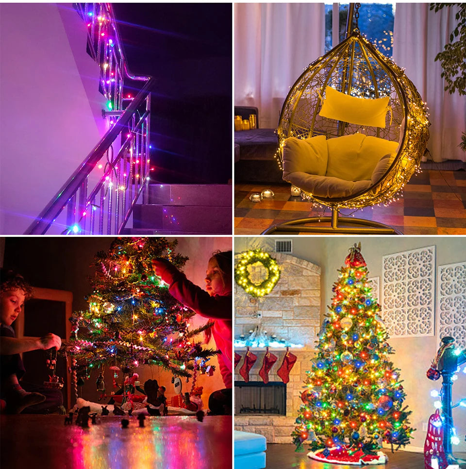Outdoor Lights Garland 220V 110V US EU Plug Led String Light Waterproof Christmas Garden Wedding Decoration Xmas Light 10m -100m