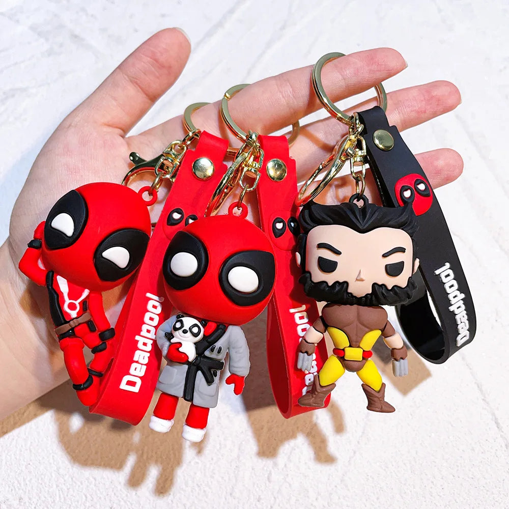 Anime Deadpool Doll Cartoon Anime Silicone Keychain Pendant Car Chain Backpack Silicone Keychain Gift for Friends