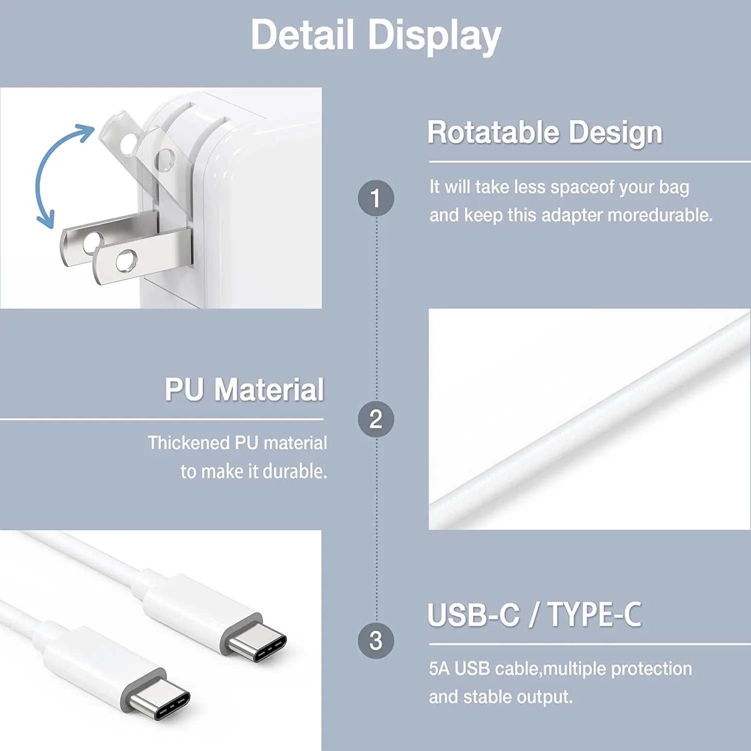 30W 61W 87W 96W 100W 118W PD USB-C Notebook Laptops Power Adapter Type-C Fast Charger For MacBook Pro 12 inch 13 inch Touch Bar