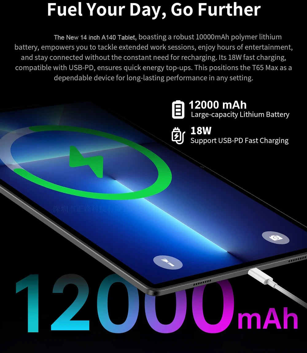 2025 Newest Android 14 Tablet 14.1 inch T616 Octa-Core Tablets with 16GB RAM+512GB ROM 12000mAh Large Battery BT5.0 5G WiFi GPS