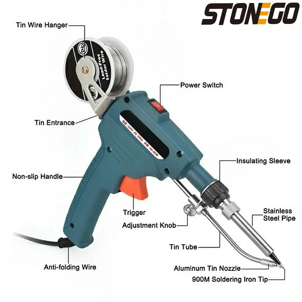 Automatic Soldering Gun 60W Handheld Soldering Iron with Internal Heating Welding Tool Kit 110V 220V Dual Voltage Smart Solder Wire Feed Welding Station Iron Stand for Electronic Circuit Board PCB Repair