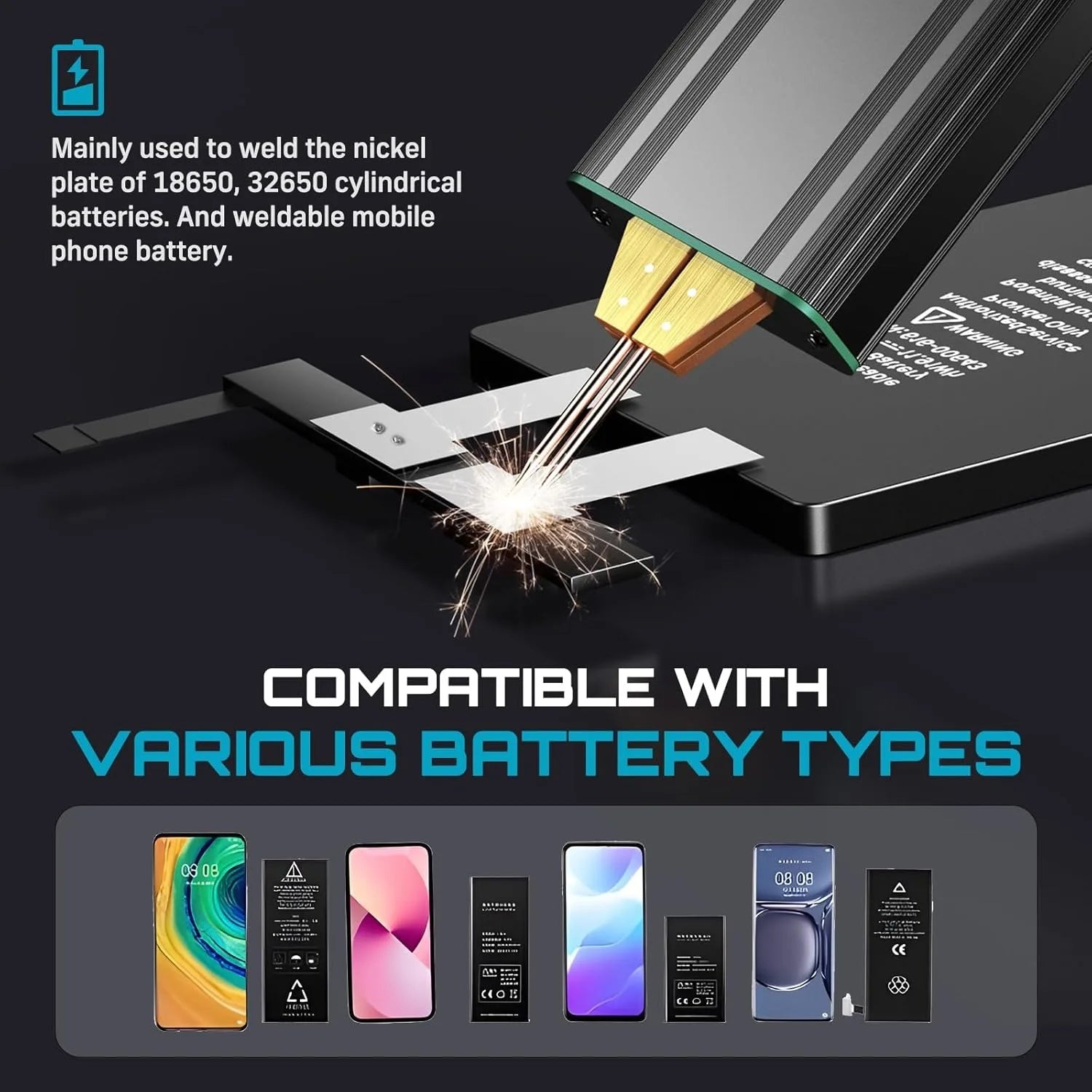 Seesii 80 Gears Mini Portable Spot Welder Spot Welder with Digital Display Upgraded Handheld Welding Nickel Sheets 0.1-0.2mm