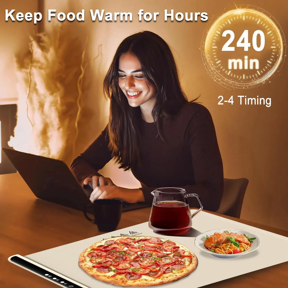 Food Warmer Electric Warming Tray Foldable Food Warmer Plate Fast Heating Electric Food  Warming Pad Portable Food Warming Mat