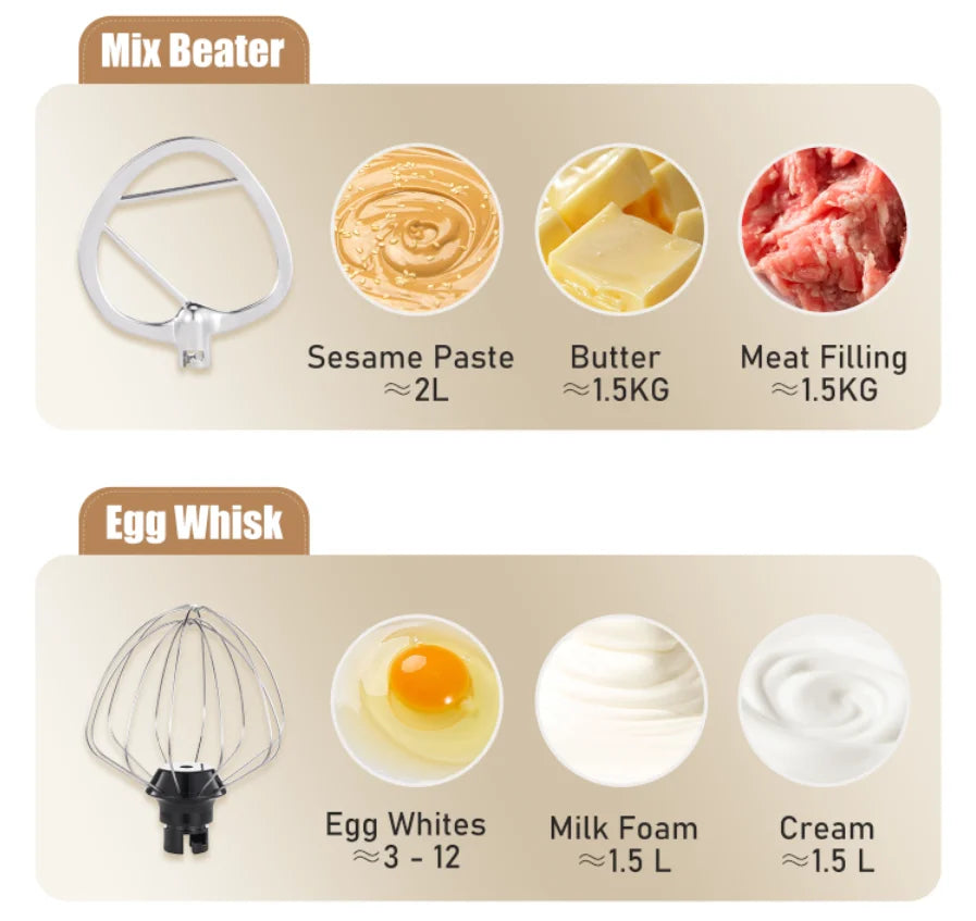 SUNATUR 5.5L New Planetary Stand Mixer Chef Machine Household Automatic Dough Kneading Home Appliance Professional 220V