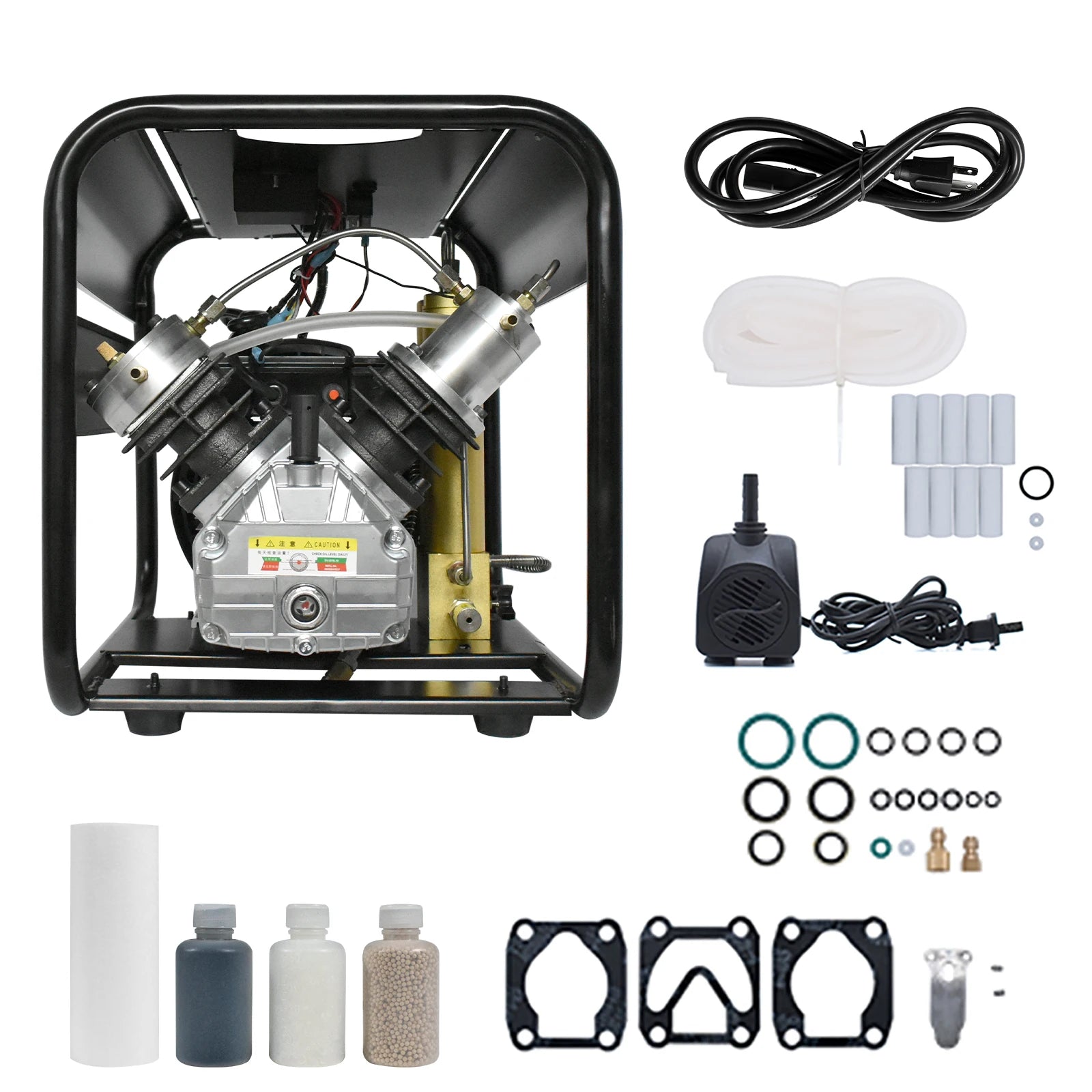 TUXING 300Bar PCP Air Compressor Double Cylinder 4500Psi Diving High Pressure Air Compressor for PCP Rifle Scuba 0-6.8L Tank
