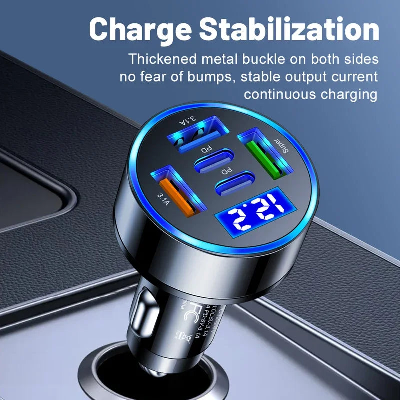 USB Car Charger Fast Charge with Digital Display