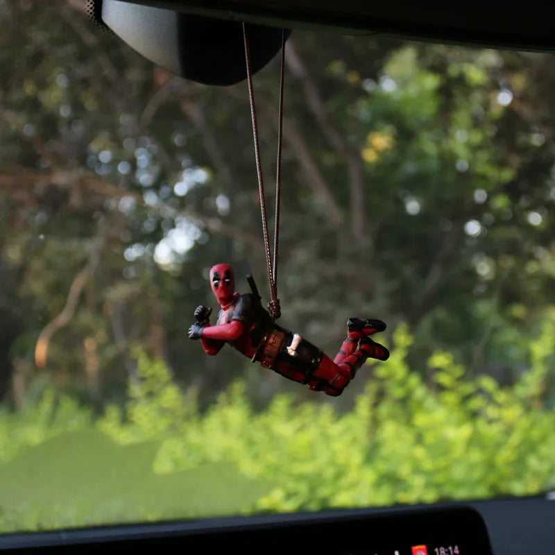 NWE Marvel Deadpool Car Rearview Mirror Pendant Reading Deadpool Car Pendant Mini Model Toy Action Figure New Hot Christmas Gift
