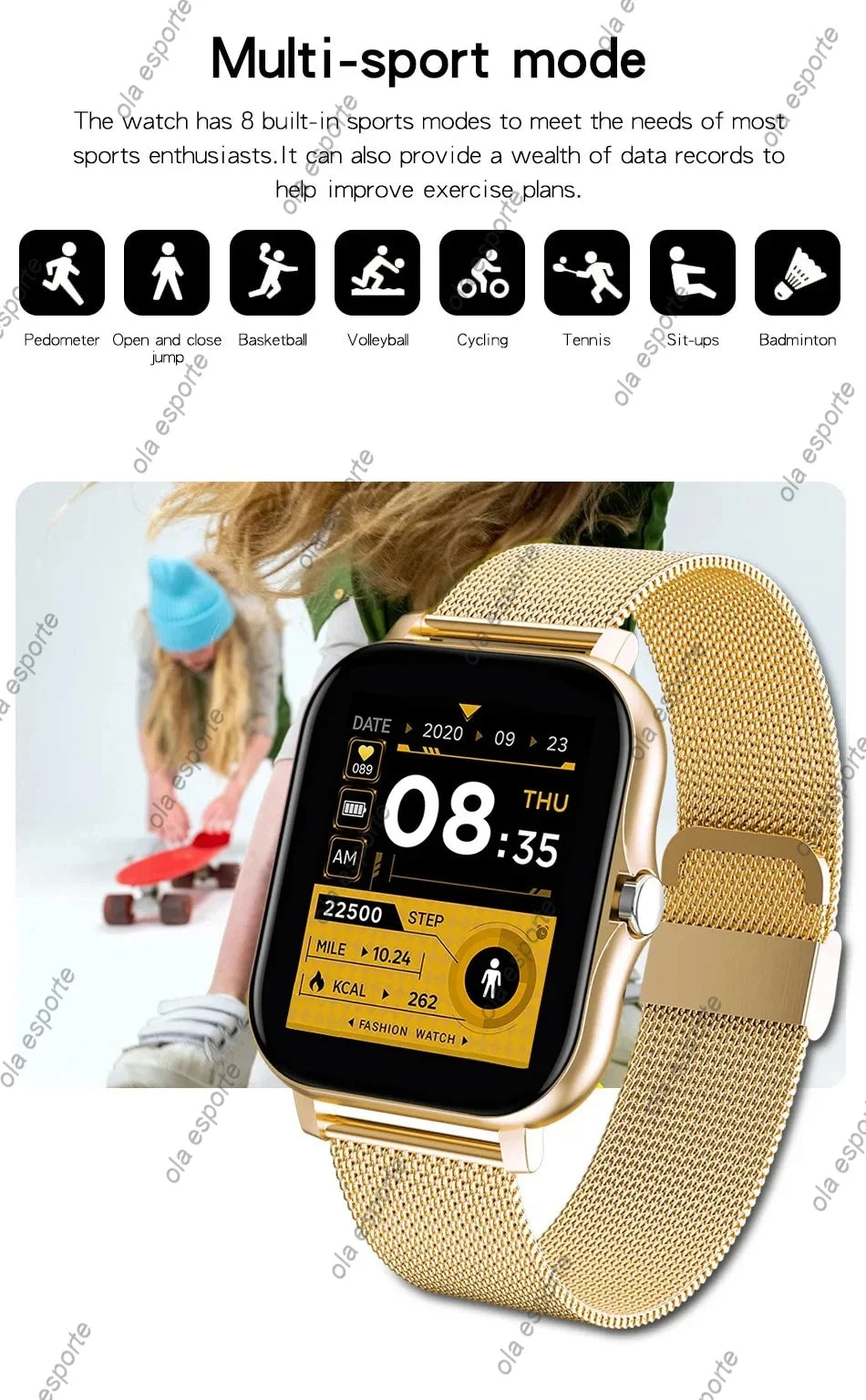 Stay stylish and connected with this versatile smartwatch designed for both men and women!