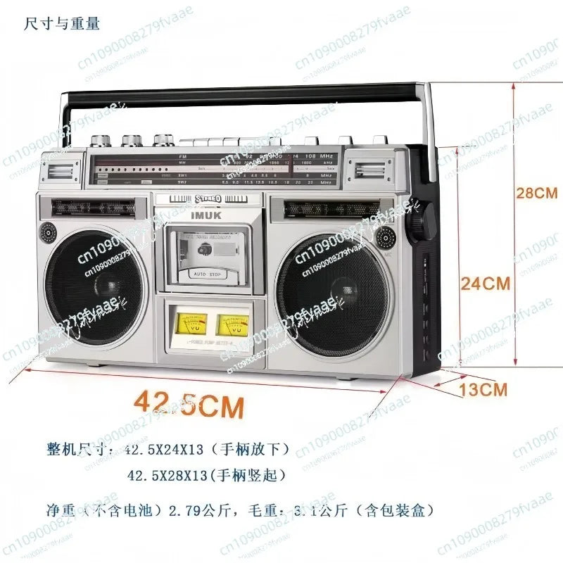 Retro Tape Recorder Dual Speaker Stereo Era Recorder Bluetooth Playback Radio