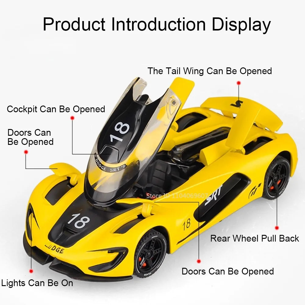 1:32 Hellcat Tomahawk Model Toy Supercars Alloy Diecast Sound Light Doors Opened Pull Back Simulation Sports Car Toys for Kids