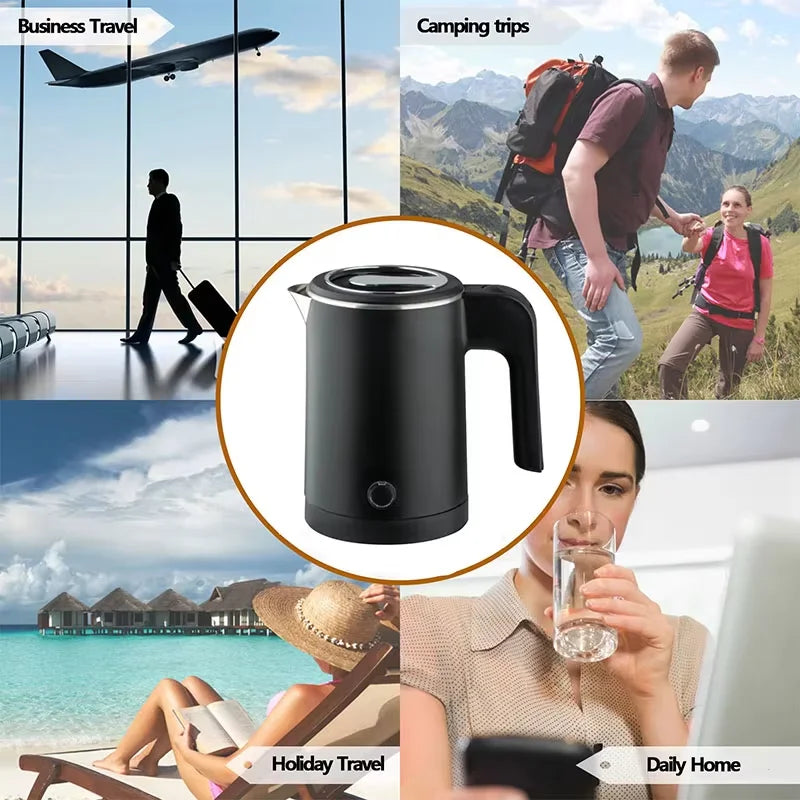 Portable 500ML Travel Electric Kettle Tea Coffee Stainless Steel Water Boiler Pot For Hotel Family Travel kitchen Smart kettle