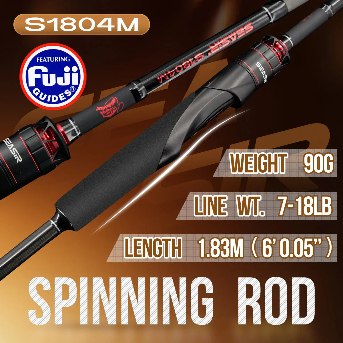 Seasir Salminus XF M/MH Spining&Casting Fishing Rod FUJI O Guide Rings 1.83M Drag 7-9KG 4-Piece Heavy Power All-Round Travel Rod