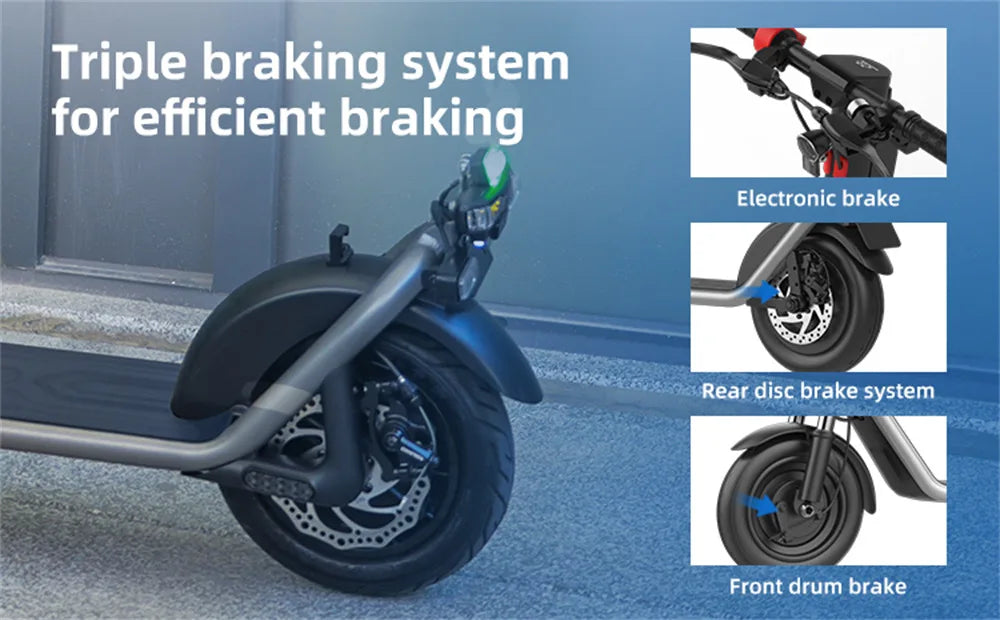 Stay on the go with this foldable 10-inch e-scooter for adults. With powerful electric features and a kick scooter design, this efficient and versatile mode of transportation is ideal for daily commutes and urban travel.