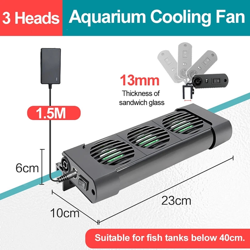 Fish Tank Cooling Fan 135° Rotation Aquarium Cooling Heat Dissipation Cooling Fan Cool Down Temperature 13mm Tank Thickness