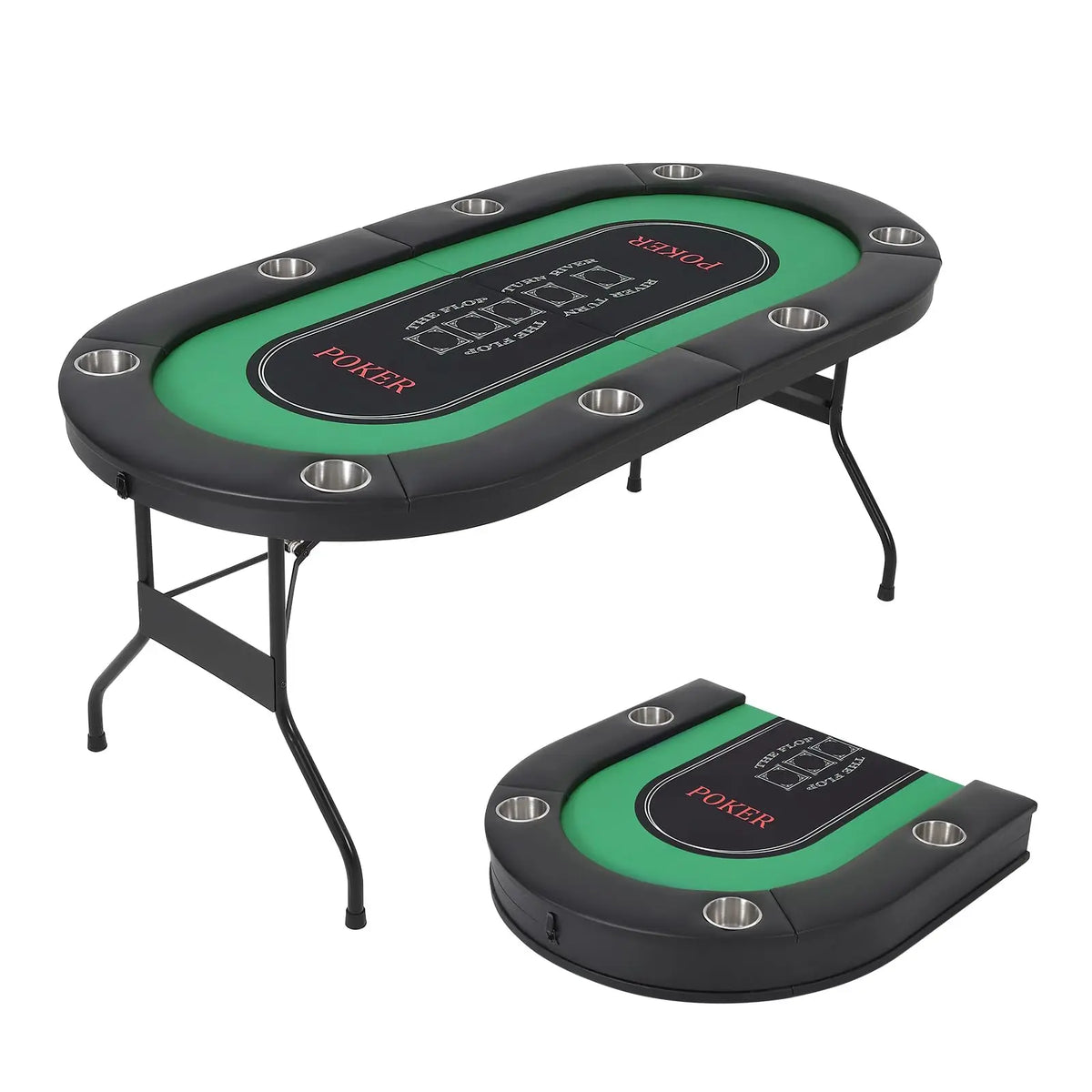 8 Player Poker Table Foldable Texas Holdem Table With Deepened Cup Holders And Padded Rails No Assembly Instant Play Portable Poker Table For Home Party Game Night