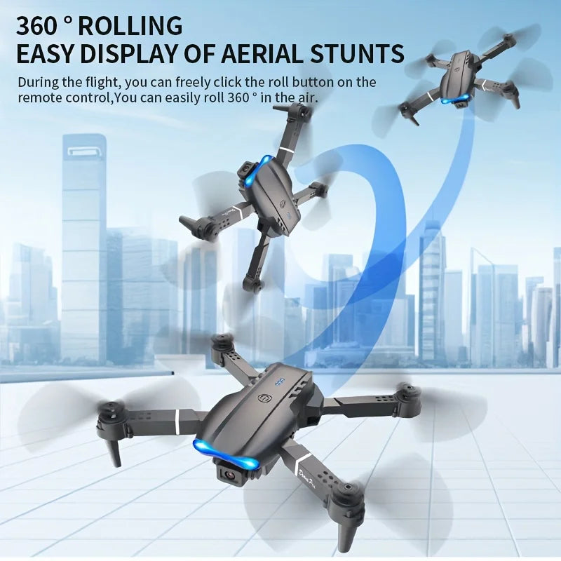The Upgraded 2026 E99PRO MAX Drone Features Dual 8K Cameras, In-Screen Remote Control, Two Batteries, One-Key Return-to-Home, A Foldable Design, USB Charging, Wi-Fi Connectivity, and Flight Gaming Capabilities. This Drone Is