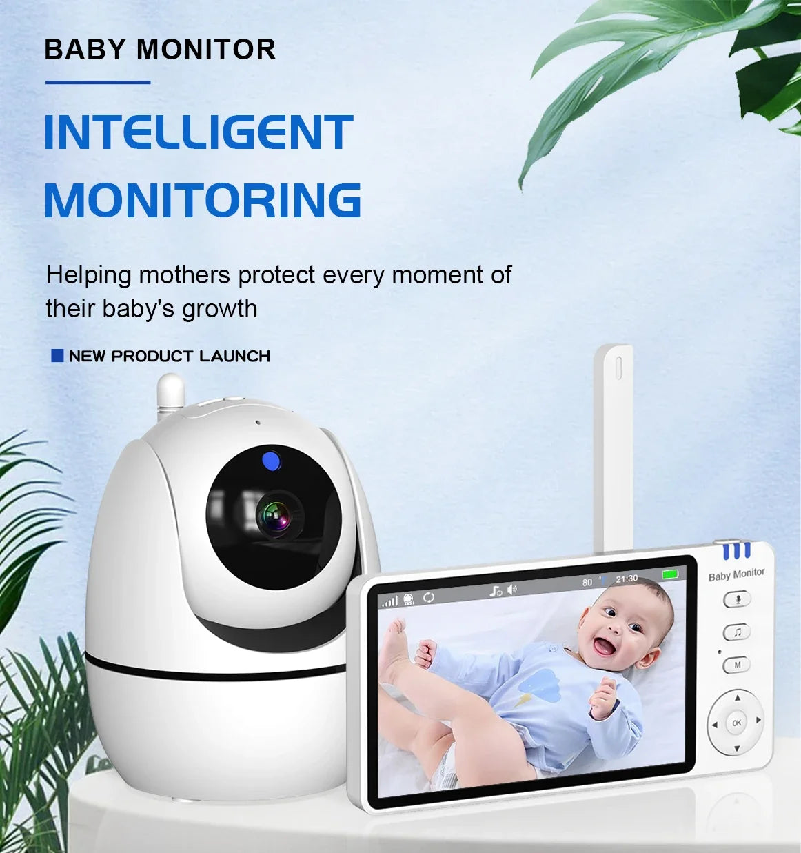 Monitor your little one with ease using this 5.0-inch video baby monitor—featuring a wireless pan-tilt camera, two-way audio, night vision, wake-up, and USB charging for convenience and security!