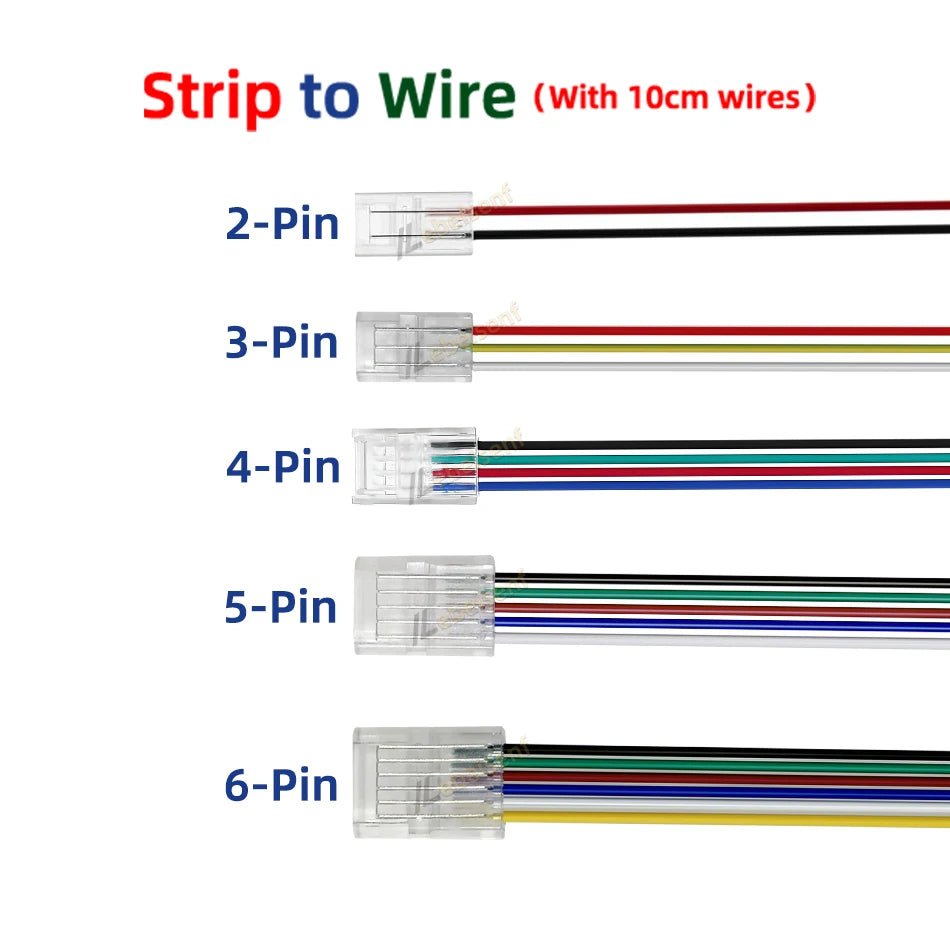 8mm 10mm 2Pin 3Pin 4Pin 5Pin 6Pin 12mm IP20 IP65 LED Strip to Strips or Line Quick Connectors Extension Wire Terminal Connectors