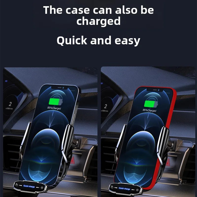 Keep your phone powered and secure on the road with this wireless car charger and mobile phone holder—all-in-one convenience!