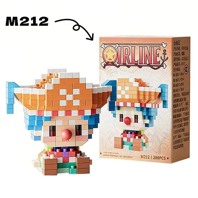 ONE PIECE Sun God Nika Luffy Micro Building Block Chopper Ace Buggy 3D Anime Model Assembly Mini Bricks Figure Toys For Gift