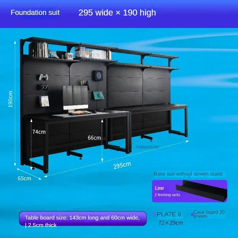 Double Gaming Desk Luxury Office Furniture Bedroom Computer Table Integrated Bookshelf Home Storage Designer Desktop Study Table