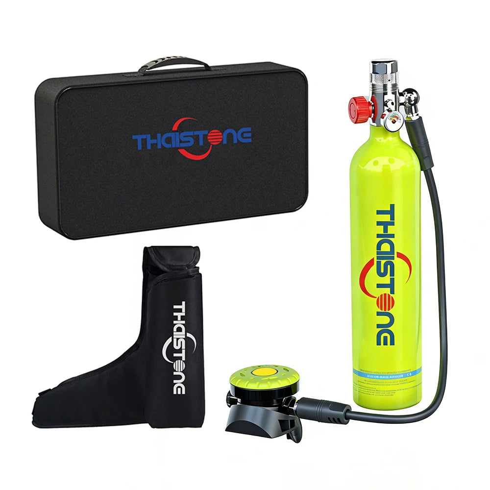 THAISTONE-1L Portable Scuba Diving Tank Underwater Oxygen Cylinder Professional Diving Equipment with Adapter, 15-25 Minutes