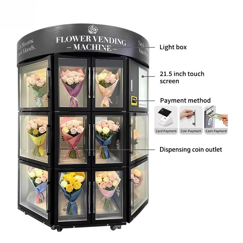 Customized Top Fashion Self Service Refrigeration Flower Vending Machine In Stock Fresh Keeping Shopping Center Use