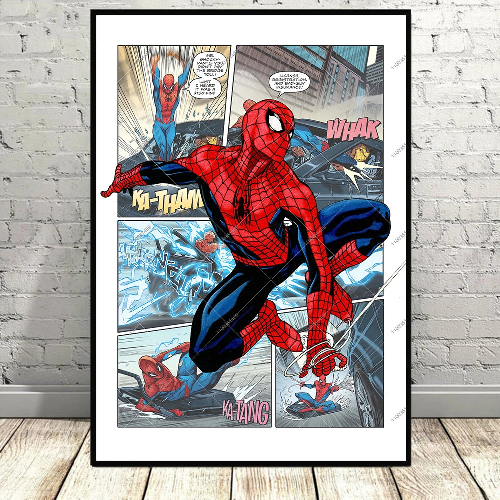 Frameless Marvel Movie Avengers Wall Art Canvas Posters Superhero Spiderman Iron Man Home Decor Children Room Canvas Painting Mu