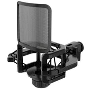 Improve your audio quality with this microphone shock mount featuring a filter and windscreen. It reduces noise and vibrations for stable, clear sound—perfect for professional recordings!