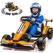 Joyracer 24V Go Kart for Kids 6-12, 2x400W Motors Electric Drift Car with Adjustable Length, 360°Drift Mode, 6.5 MPH High Speed Racing Car, Bluetooth Music