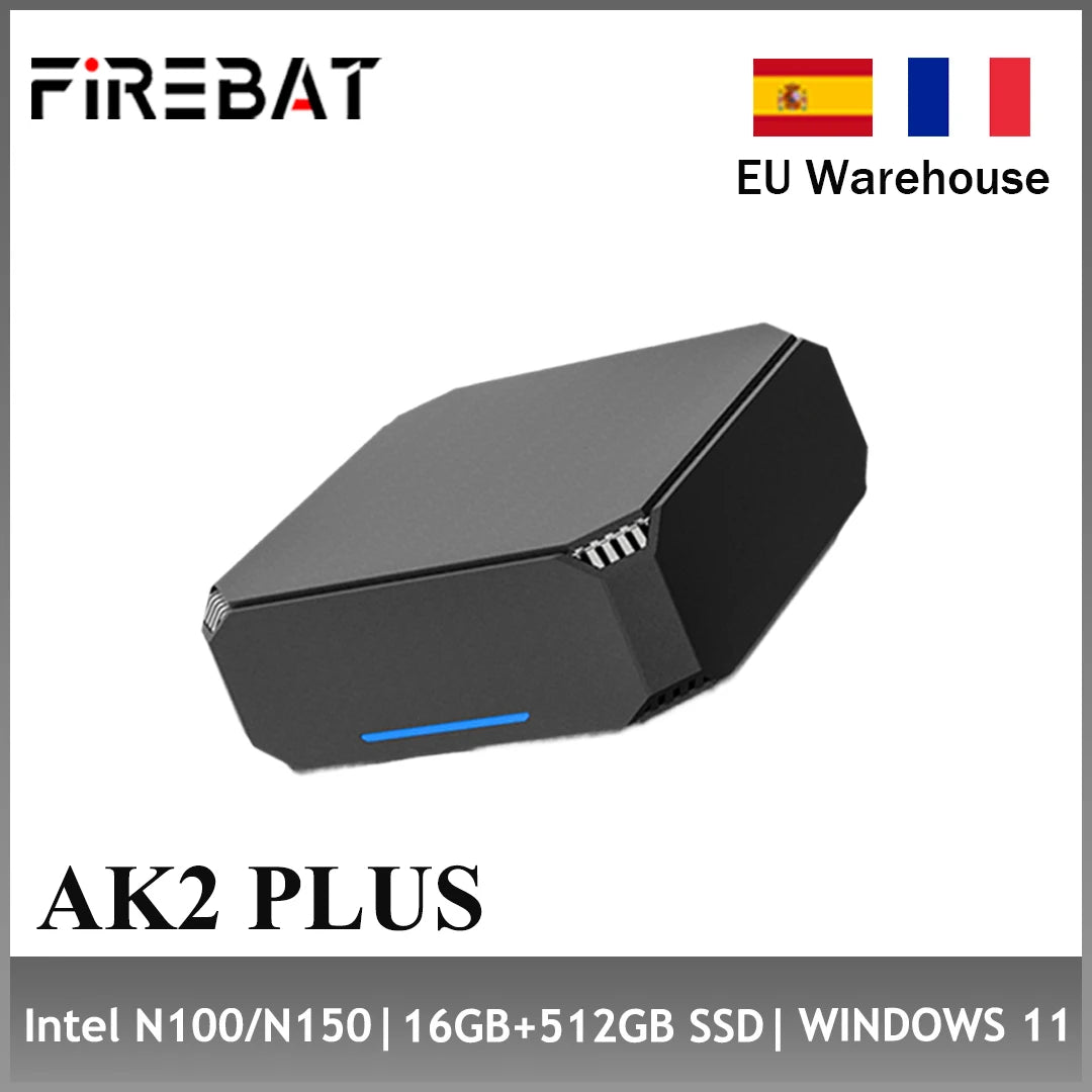 FIREBAT AK2 PLUS MiniPC Intel N150 N100 Dual Band WiFi5 BT4.2 16GB 512GB Desktop Gaming Computer Mini PC Gamer