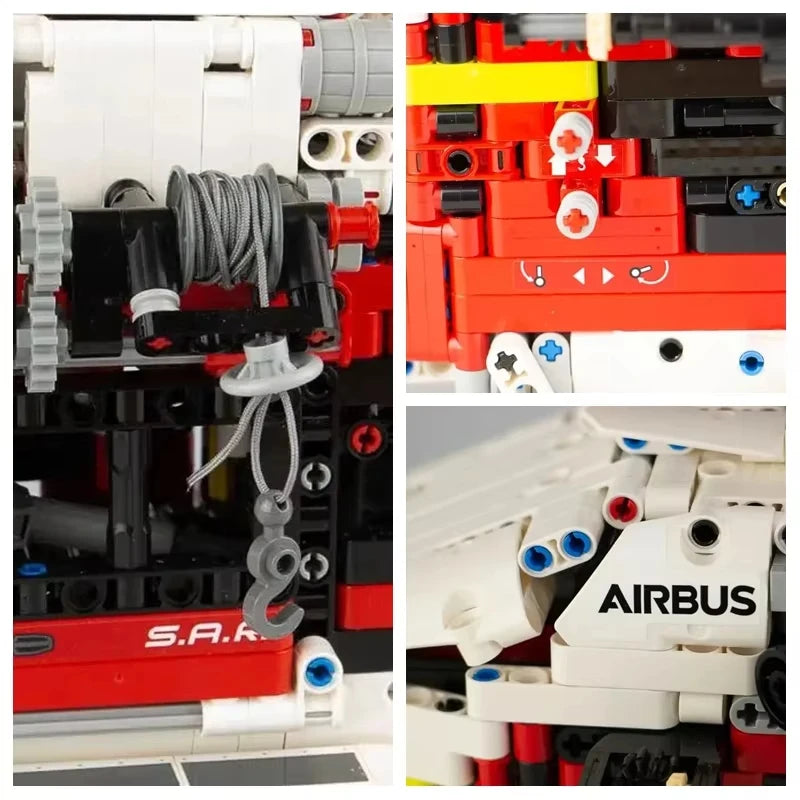 2001PCS Technical Rescue Helicopter Building Blocks Airbus H175 Electric Motor Assemble Model MOC Brick Toys Gift For Kids Boy