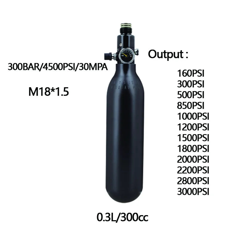 HPA Scuba 0.22L/0.3L/0.35L/0.45L/0.5L 300BAR 4500PSI Air Tank Output 160PSI To 3000PSI Pressure Regulator For Station Diving