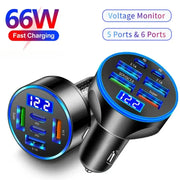 USB Car Charger Fast Charge with Digital Display