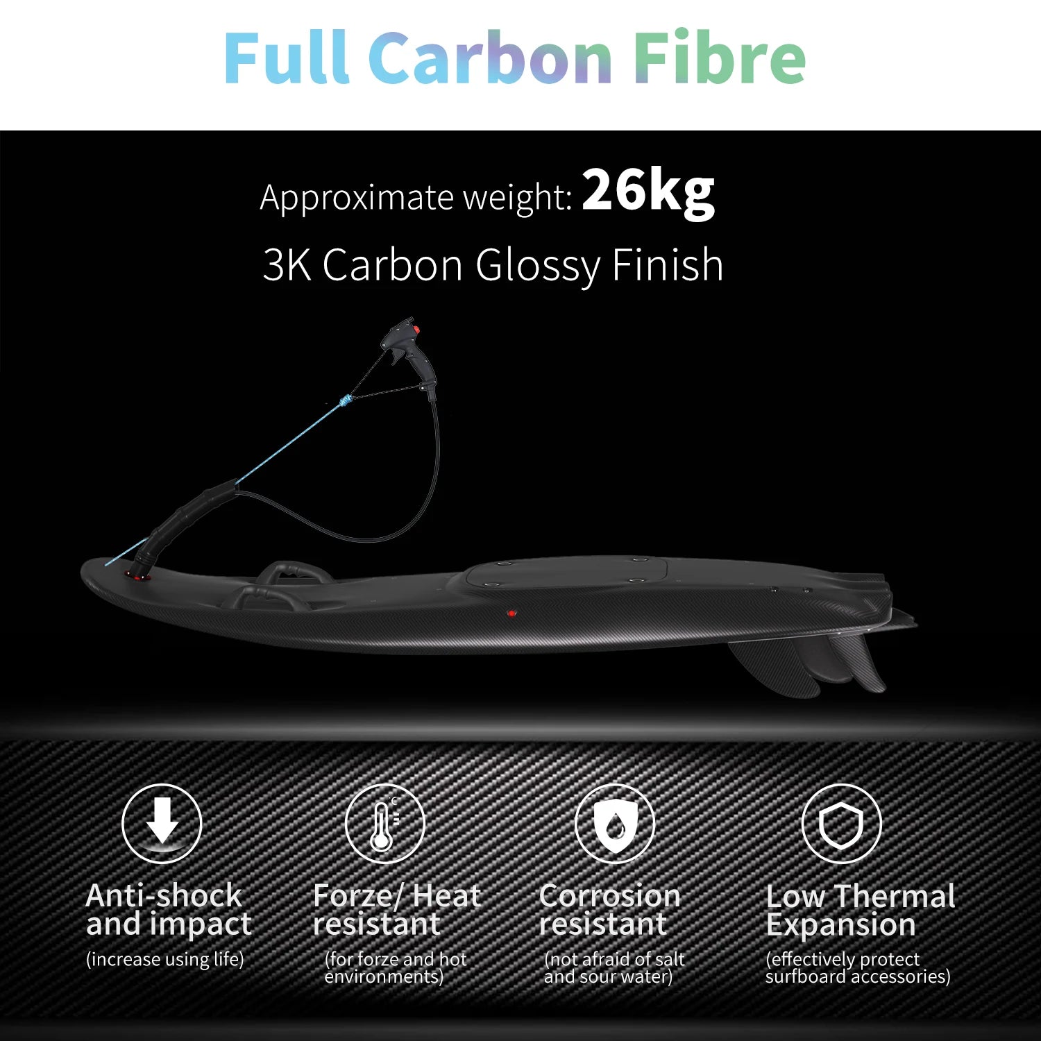 KOOTU Power Surfboard Jet Surfboard, Surfboard, Carbon Fibre Body, Light Weight, Surfing Surfboard, Jet Board with 109CC Engine
