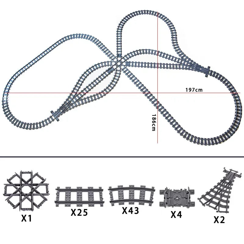 DIY Train Track Combination MOC Railroad Bridge Building Blocks Cross Track Bricks Toys Rail Car Scene Compatible With LEGO