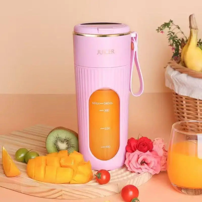340ml Juicer Household Small Portable Fruit Juice Cup Rechargeable Lcd Display Electric Juicer 14 Blades Outdoor Travel