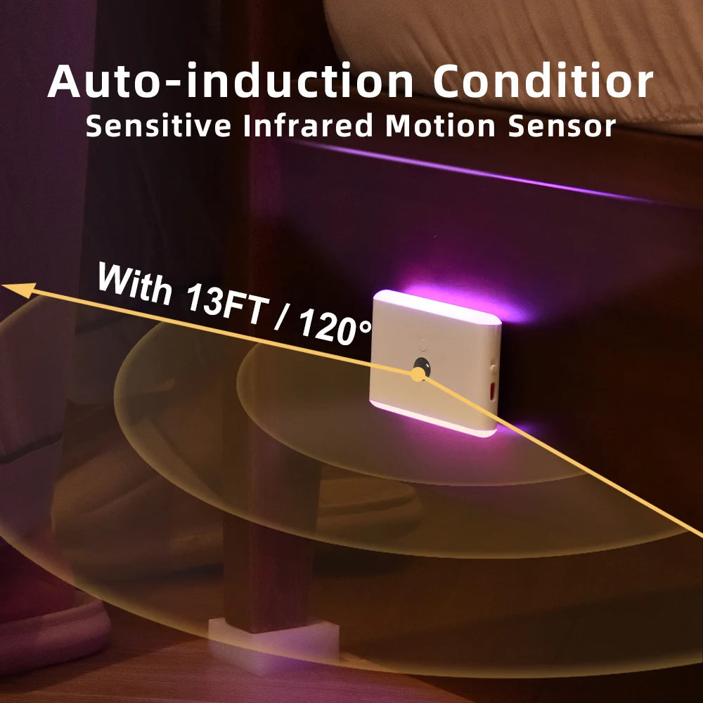 Light up your nights with this LED motion sensor night light—featuring 3 dimmable modes, perfect for stairs and indoor use with battery power!