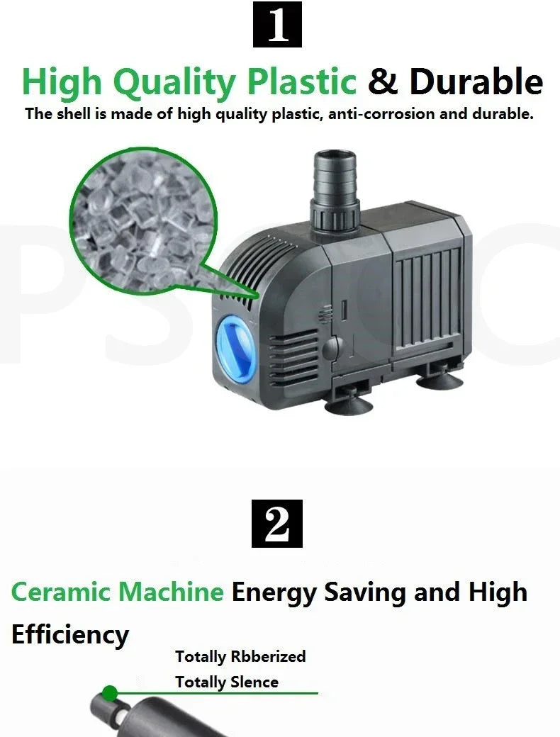 Fish Tank Quiet Frequency Circulating Filtration Pump 7/8/20/25/35/45/55W Multi-Function Submersible Aquarium Water Pond Pumps