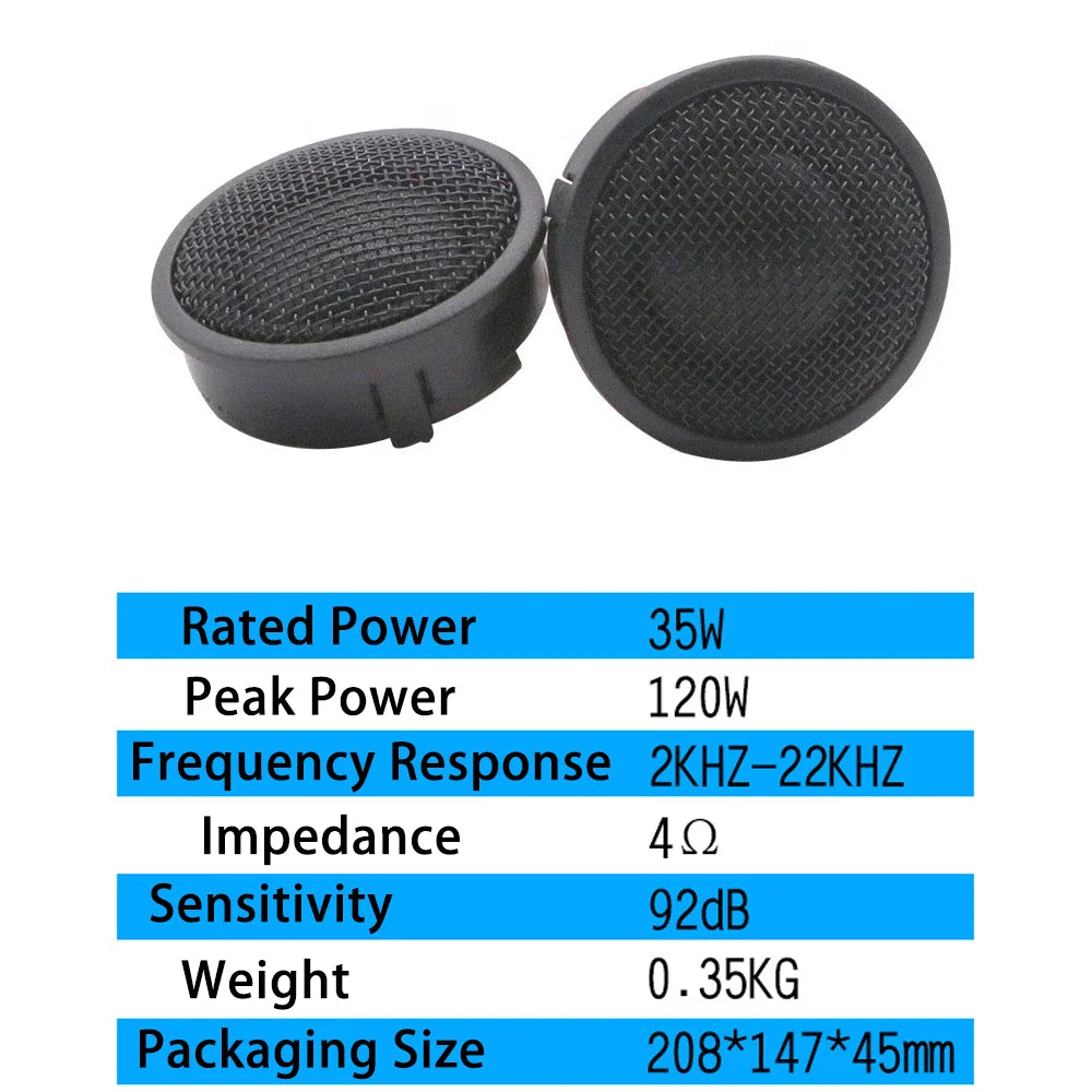 HT25 Loudspeaker Car Audio Tweeter Speakers Car Loud Dome Tweeter For Car High Tweeter Mini Speakers Silk Film Auto Speaker 2pcs