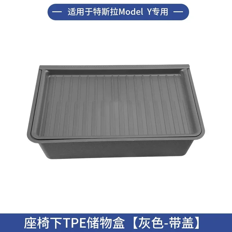 For Tesla Model Y High Capacity Organizer Case Felt Cloth Drawer Holder Under Seat Hidden Box Storage Box Black Worldmuma