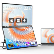 UPERFECT 23.8' 100Hz Dual Portable Monitor 120% SRGB 360° Adjustable Dual Stacked Folding Monitor (Wins/Mac) 1080P Laptop Screen