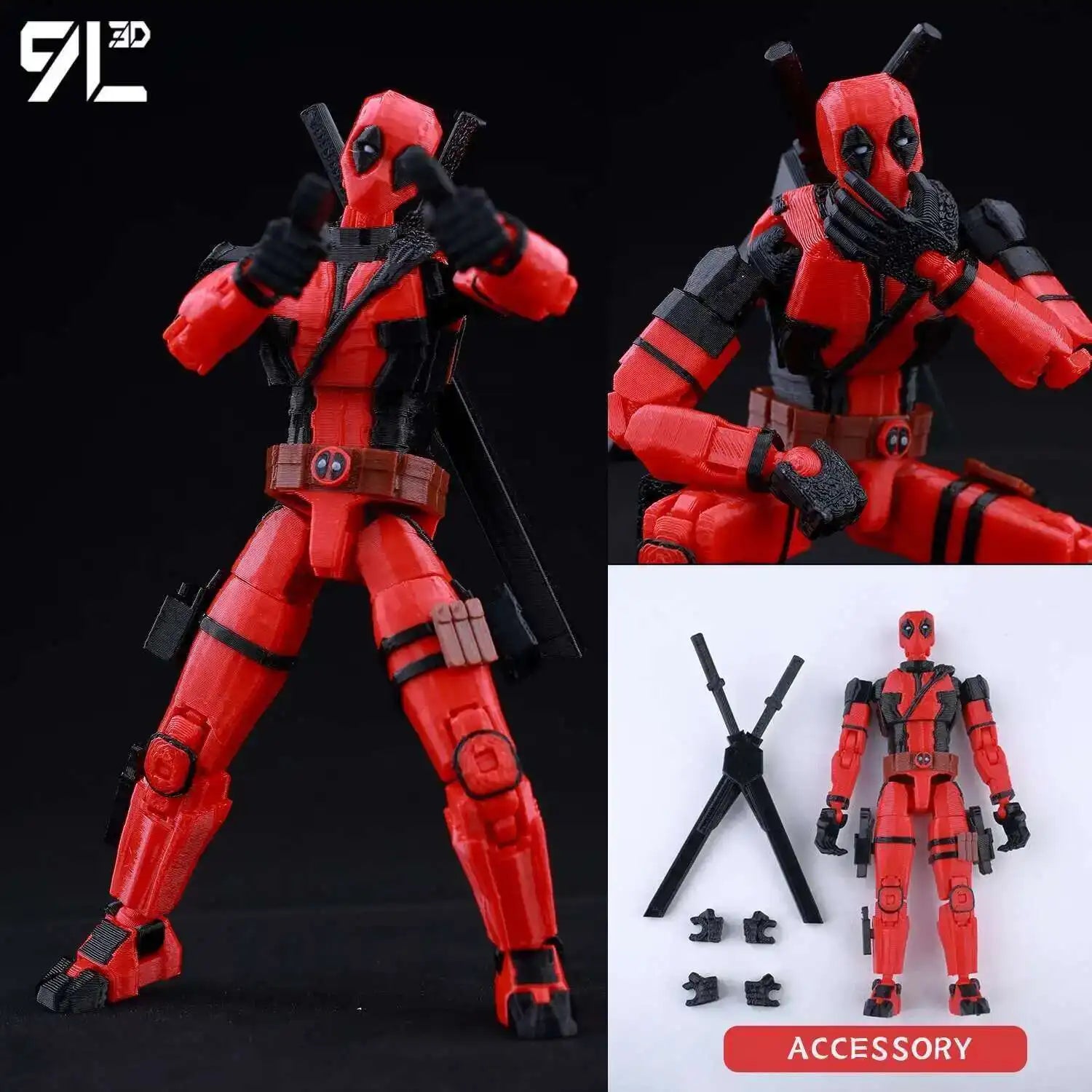 9L3D Printed Deadpool Wolverine Batman Spider-Man Venom Action Figures Dummy13 Lucky13 T13  Anime Model Toys Collectors Gifts