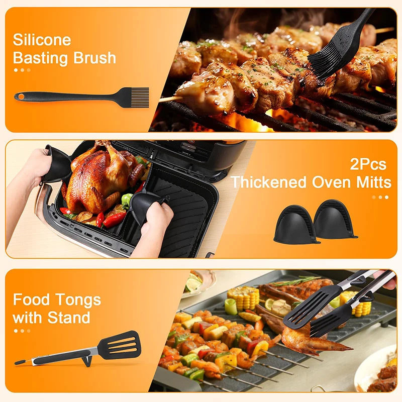 Air Fryer Accessories For 5.2L/3.1L Dual Zone Basket Silicone Air Fryer Liners Airfryer Baking Grill Racks Oven Cooking Trays
