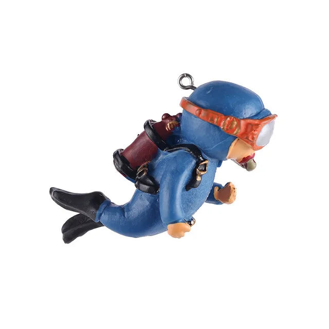 Fish tank Decoration Creative Floating Ornaments Small Figurines Complete Set Diver Blue Guy Underwater Scenery Bottom Figurines