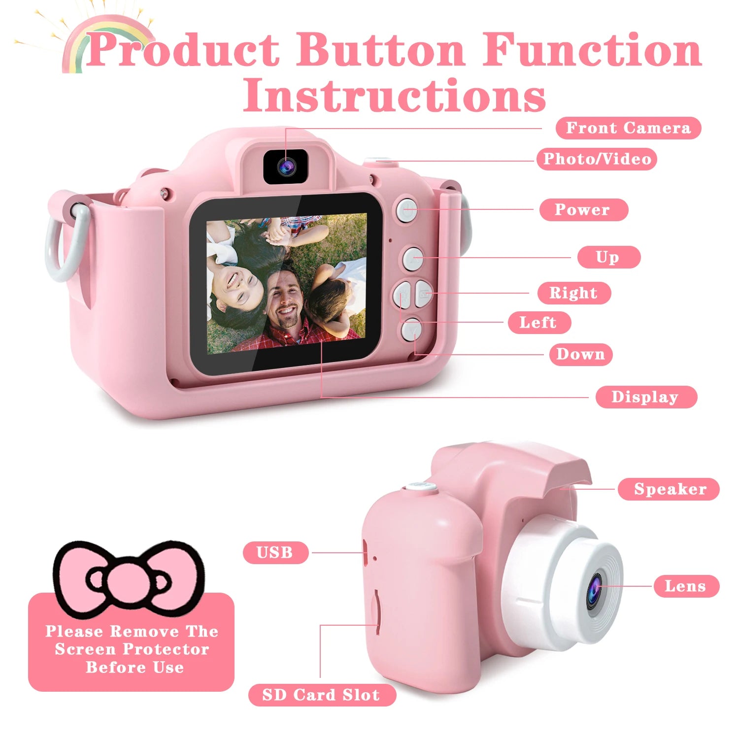Capture every moment with this 1080P HD children’s digital video camera—featuring a 2.0-inch screen, perfect for toddlers to explore photography and video!