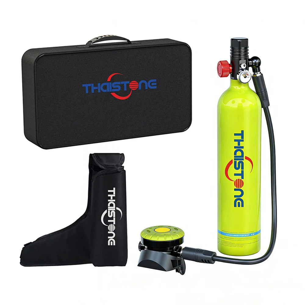 THAISTONE-1L Portable Scuba Diving Tank Underwater Oxygen Cylinder Professional Diving Equipment with Adapter, 15-25 Minutes