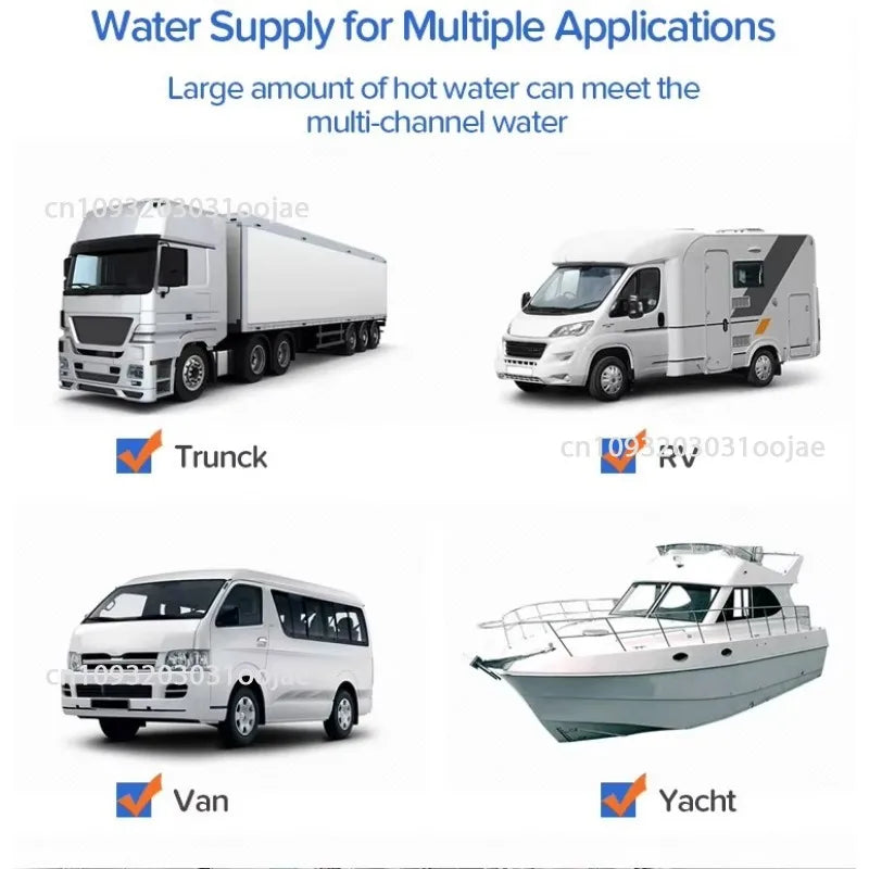 Stay comfortable anywhere with these dual voltage hot water heaters featuring a display—perfect for bathroom showers, RVs, kitchens, boats, and large buses!
