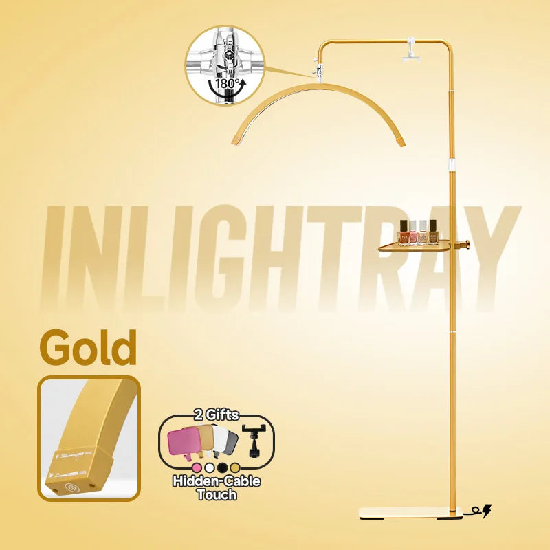 Free LOGO Rotatable Lashes Lamps Half Moon Light Led Moon Lamp Photography Fill Light for Lashes Extension Beauty Floor Lamps
