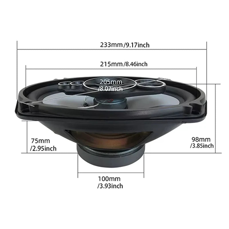2PCS 6X9 inch (2X1200W) 2400W 5-way car mounted high fidelity full frequency coaxial speaker, preferred for modified vehicles